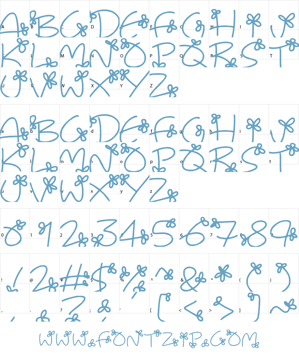 Flowing Flowers Font Character